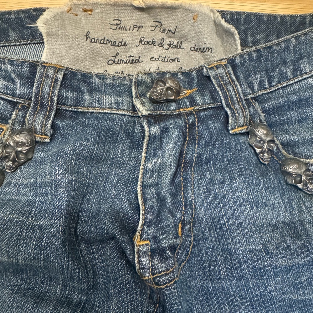 Philipp Plein Skull-Embellished Blue Jeans